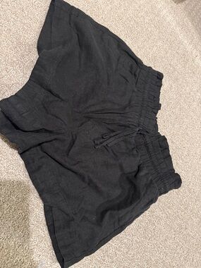 A New Day Black Elastic Waist Linen Shorts